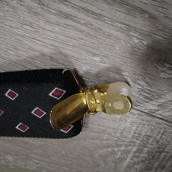CAS W-Germany Black & Burgundy Diamond Pattern Suspenders - Picture 3 of 4